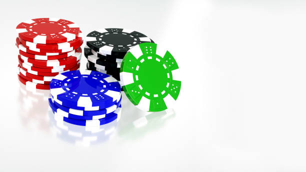 Modern Red, Black, Blue, Green And White Casino Chips - 3D Illustration Modern Red, Black, Blue, Green And White Casino Chips On White Background. Empty Space. ice hockey betting bonus stock pictures, royalty-free photos & images