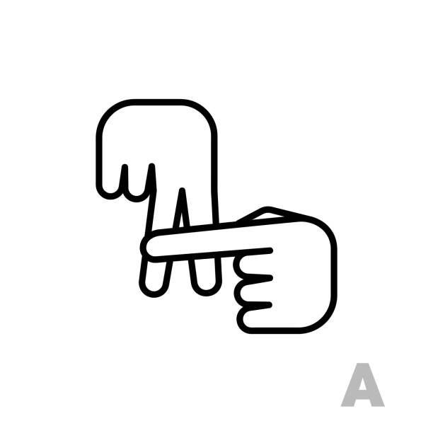 ilustrações, clipart, desenhos animados e ícones de letra uma letra de alfabeto universal e deficiente. - human hand teaching human eye sketching