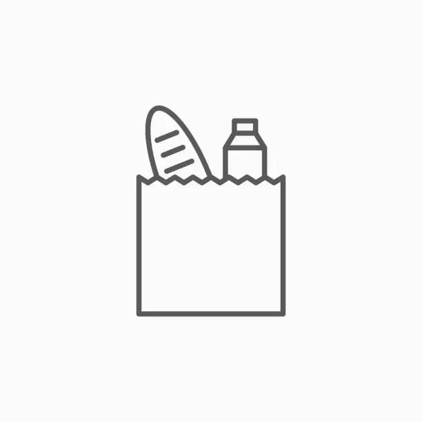 Vector illustration of grocery bag icon, paper bag vector illustration