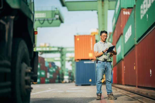 istock Container dockers working in the port 1351657318