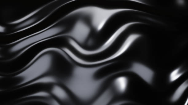 istock Black metal texture with waves, liquid dark metallic 1351657689