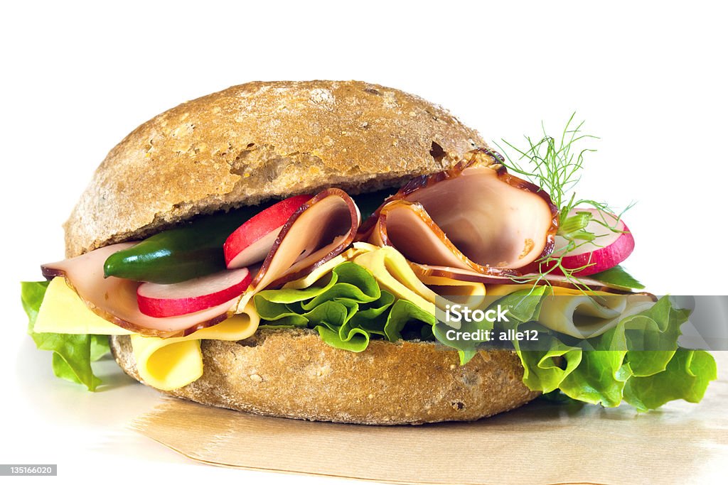 Sandwich su carta - Foto stock royalty-free di Baguette