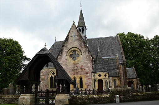 An external view of the church building in the village of Luss on the shore of Loch Lomond