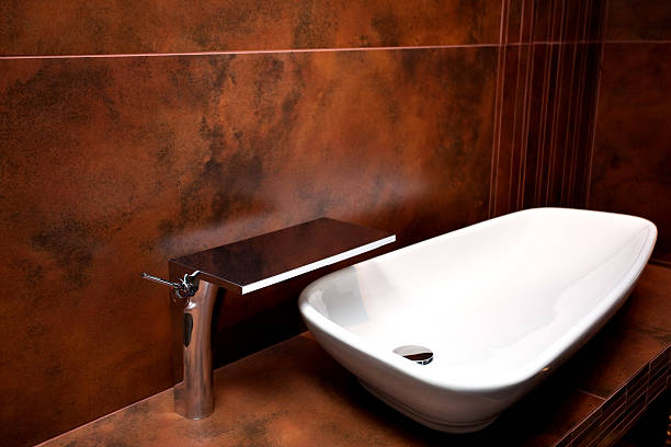 Modern style interior design of a bathroom.