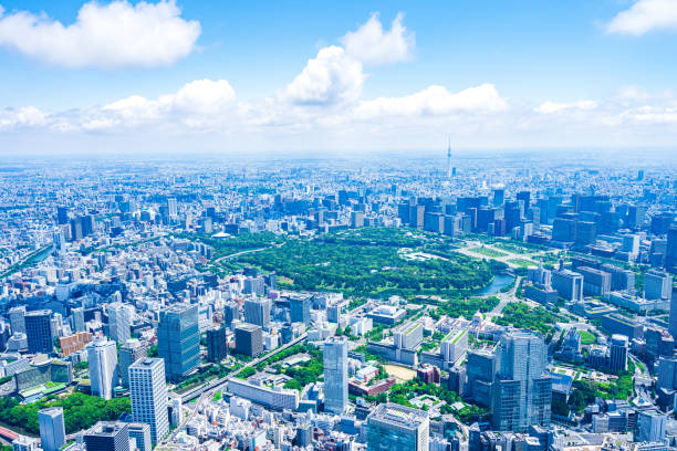 Aerial photo of Tokyo Aerial photo of Tokyo kanto region stock pictures, royalty-free photos & images