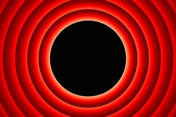 Vintage cartoon red background or backdrop with black empty circle in the center
