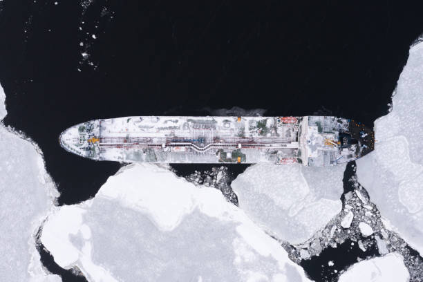 istock The sea vessel is among the ice. 1351667263