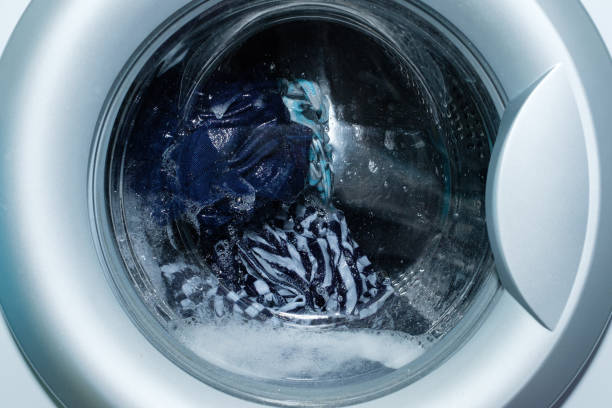 istock Linen washing in the washing machine. 1351667310