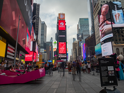 New York, USA - June 17, 2019: Long exposure image taken on Times Square.