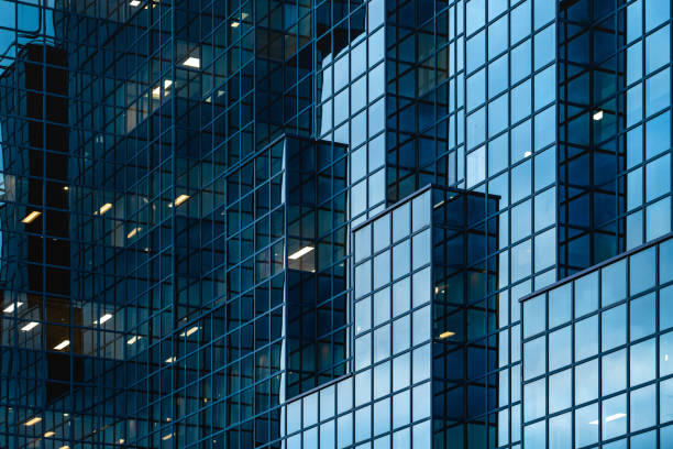 a modern office building detail - construction built structure metal material imagens e fotografias de stock