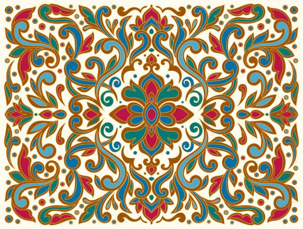 ilustraciones, imágenes clip art, dibujos animados e iconos de stock de patrón de lujo sobre un fondo beige. plantilla de mandala vectorial. elementos de diseño dorados. motivos tradicionales turcos, indios. ideal para tela y textil, papel tapiz, embalaje o cualquier idea deseada. - religious heritage