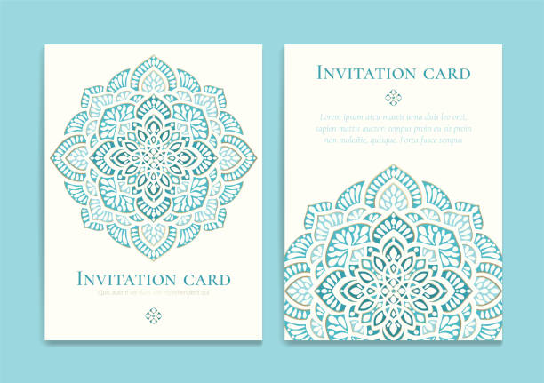 Invitation card design with vector mandala pattern. Vintage ornament template. Can be used for background and wallpaper. Elegant and classic vector elements great for decoration. Vector illustration symbol of india stock illustrations