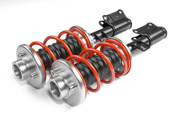 istock Car shock absorbers kit with red springs isolated on white background 3D 1351673192