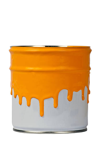 Paint can-Orange Orange paint can on white background with clipping path. spilling photos stock pictures, royalty-free photos & images