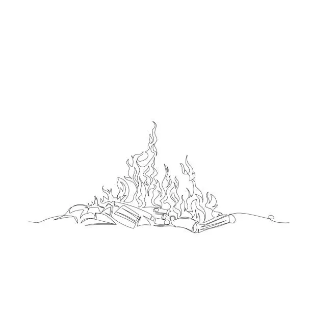 Vector illustration of fire. vector image of fire. one line. a continuous infinite line. graphic picture