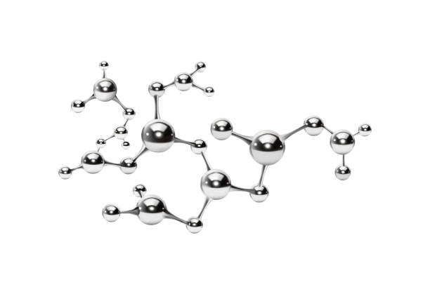 molekülmodell aus metall auf weißem hintergrund. vektor-illustration - formula chemistry vector molecular structure stock-grafiken, -clipart, -cartoons und -symbole