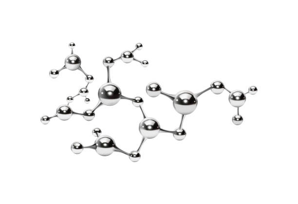 흰색 배경에 금속에서 분자 모델. 벡터 일러스트레이션 - molecular structure molecule formula chemical stock illustrations