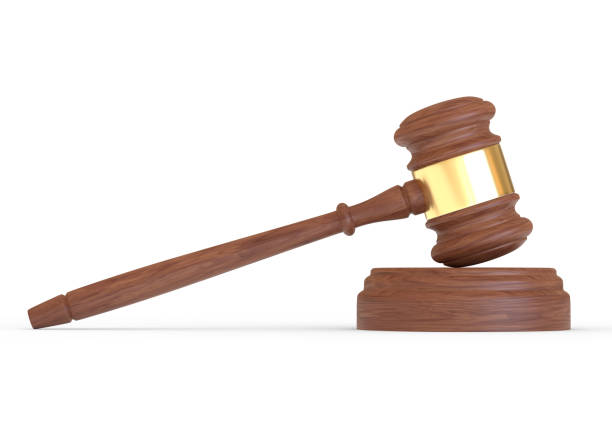 istock Wood Judge gavel isolated on a white background 1351681341