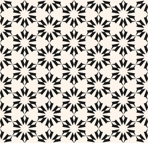 istock Vector geometric floral seamless pattern. Black and white ornamental mosaic 1351681685