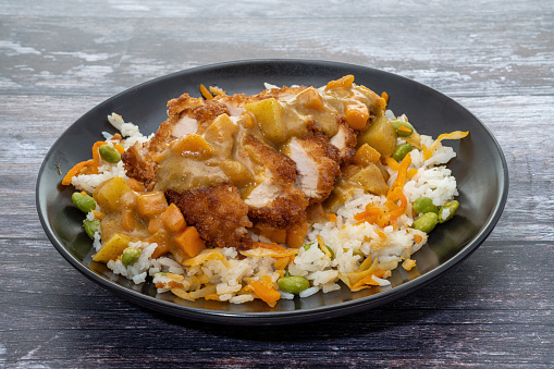 Japanese chicken katsu curry with white rice