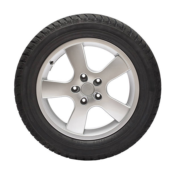 Black tire with steel wheel on white background .Brand new winter tire  with wheel (clipping path). tire vehicle part photos stock pictures, royalty-free photos & images