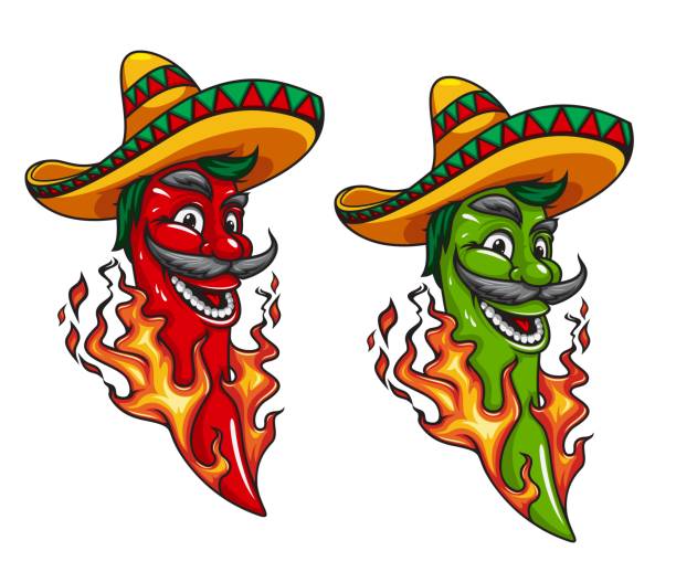 stockillustraties, clipart, cartoons en iconen met cartoon mexican jalapeno or chili pepper mascot - chili pepper