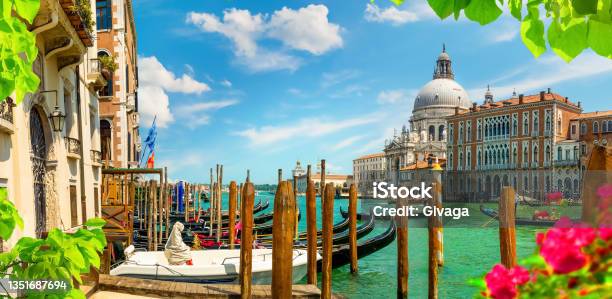 Cathedral Of Santa Maria Della Salute Stock Photo - Download Image Now - Venice - Italy, Gondola - Traditional Boat, Gondolier