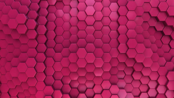 3D Render of Pink Fuchsia Magenta Color Hexagon Shaped Background stock photo