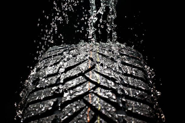 istock Example of what a tire does when driving in the rain 135168916