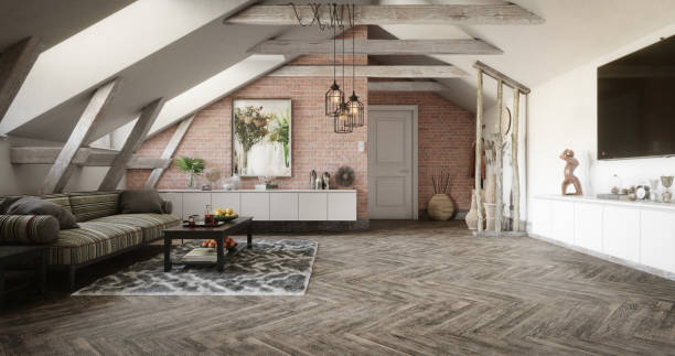 istock Cozy Scandinavian Attic Interior 1351689711
