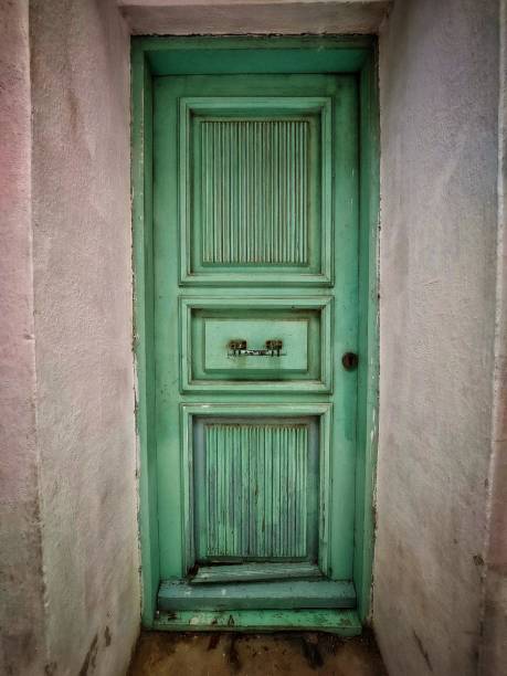 istock Green wooden door 1351696183