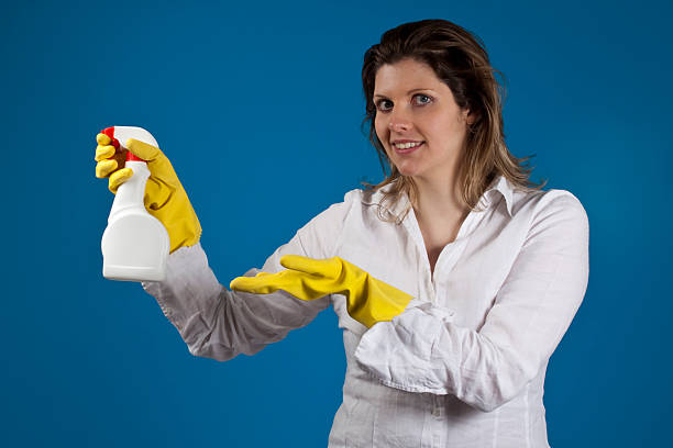 istock Young woman with cleaning product 135170530