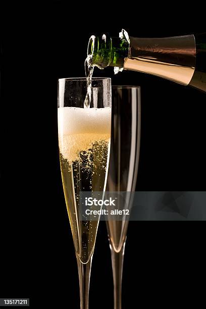 Champagne In Black Stock Photo - Download Image Now - Champagne, Champagne Region, Black Background