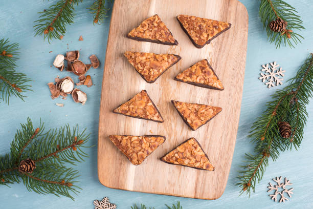 istock Nut corner, traditional german sweets called Nussecke, covered with chocolate 1351712947