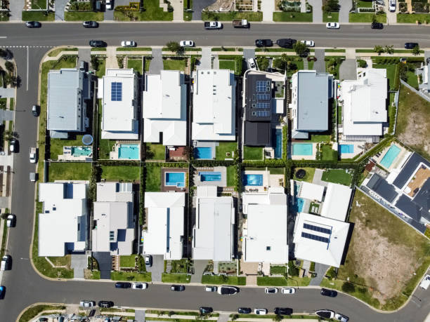 istock New modern suburb, high angle view, background with copy space 1351718034