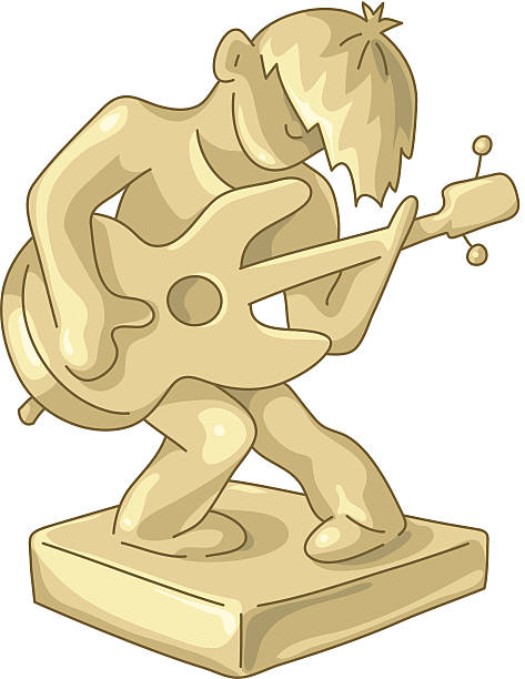 Golden statuette of the guitar player vector art illustration