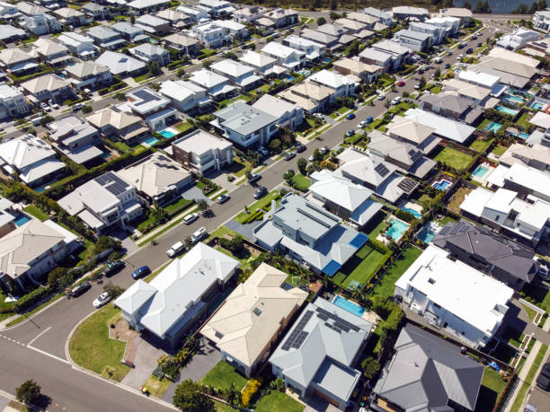 istock New modern suburb, high angle view, background with copy space 1351722575
