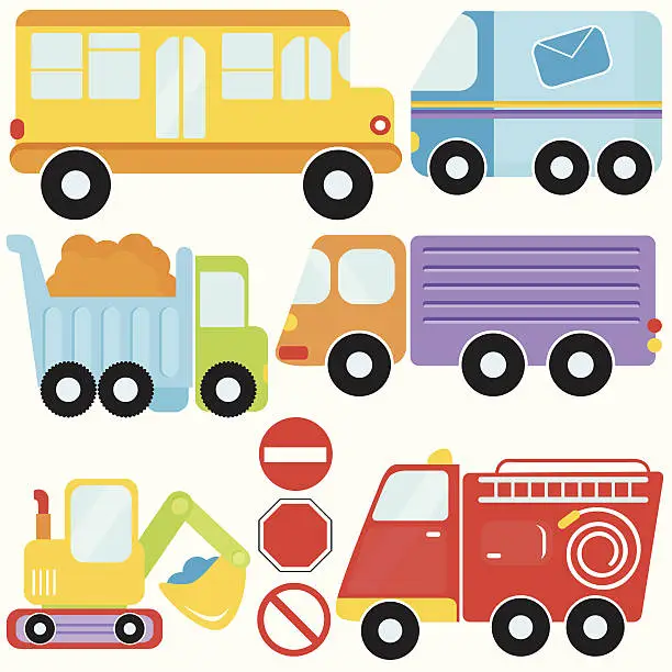 Vector illustration of Cute vector Icons :  Design Elements : Vehicles, Transportation Set#5
