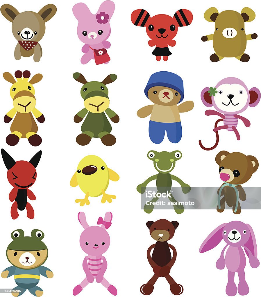 Cute vector Cartoon Characters - dog,rabbit,giraffe,bear,monkey Some cute characters - dog, rabbit, pig, giraffe, bear, monkey, devil, chicken, frog, etc. Frog stock vector