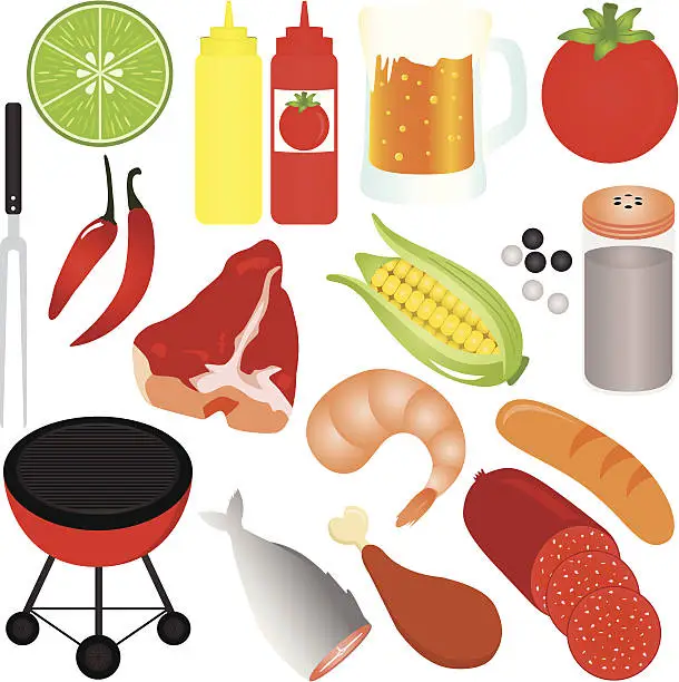 Vector illustration of Vector Icon : A set of Barbeque (Barbecue) (BBQ) theme