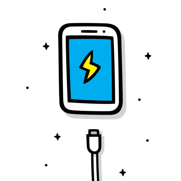 Vector illustration of Smartphone Charge Doodle 6