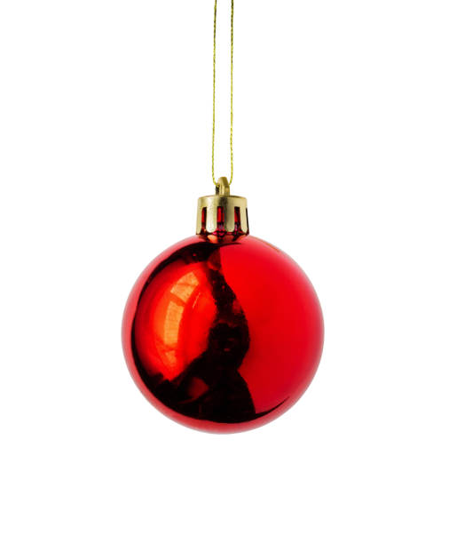 istock Red Christmas ball isolated on white background 1351745133