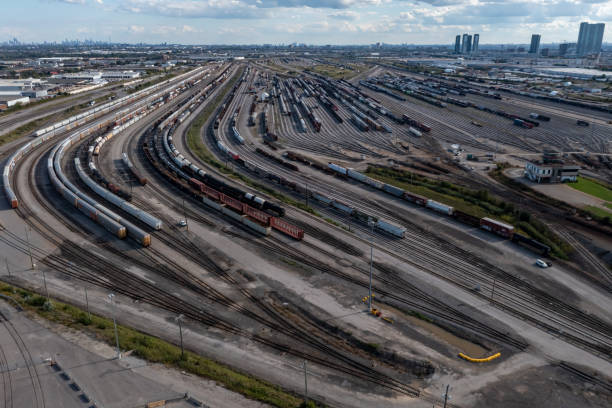 istock Aerial View of Rail Classification Yard, The MacMillan Yard, Maple, Vaughan, Canada 1351747363