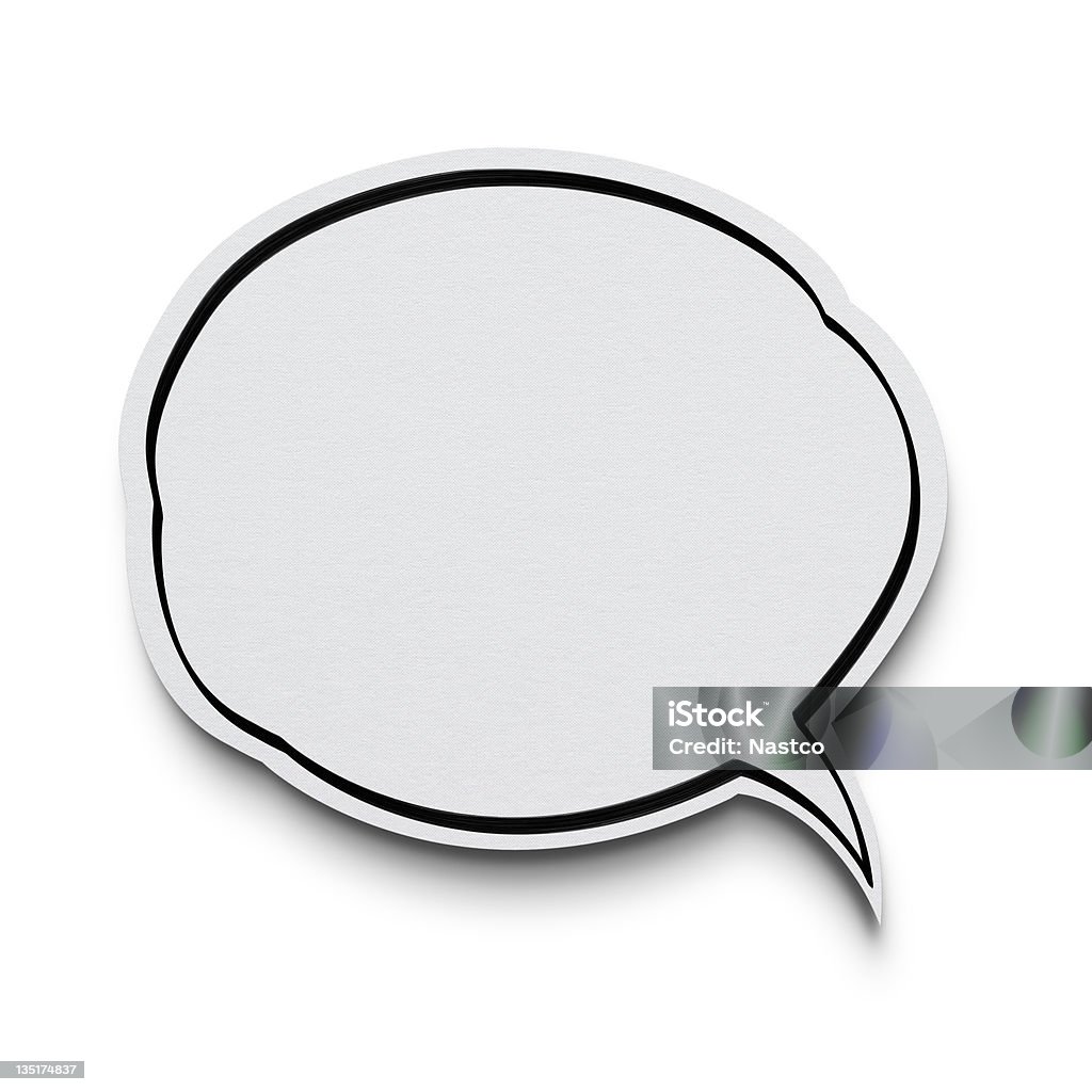 Speech bubble on white with clipping path Paper speech bubble on white background with clipping path Speech Bubble Stock Photo