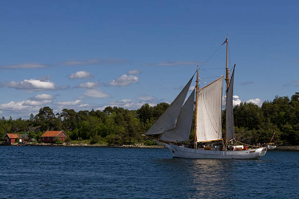 Two-Masted Schooner in Langesund, Telemark, Norway stock photo