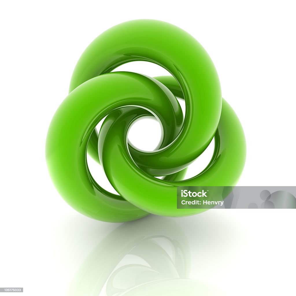metallic curve shape green metallic curve surface shape on white backgroun. Abstract Stock Photo