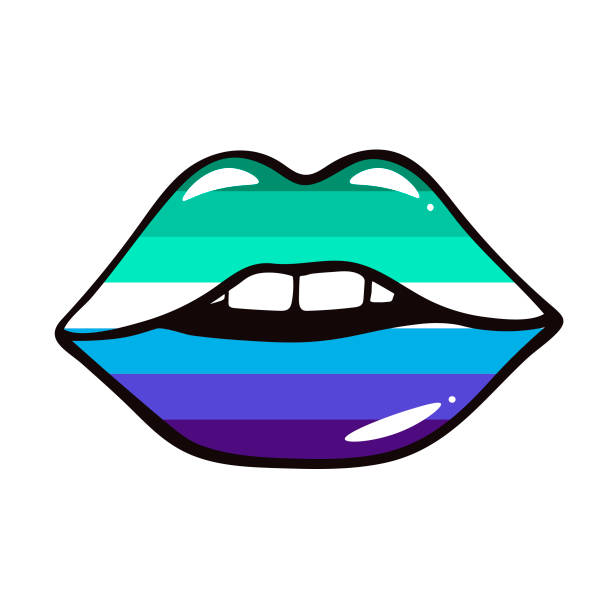 illustrazioni stock, clip art, cartoni animati e icone di tendenza di labbra simbolo bandiera gay isolato - homosexual human lips lesbian rainbow