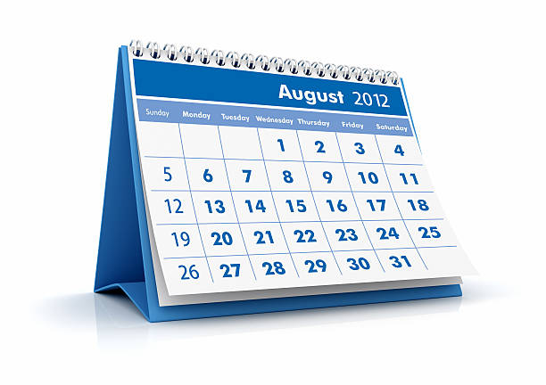 August 2012 calendar 3D desktop calendar, August 2012 calendar 2012 stock pictures, royalty-free photos & images