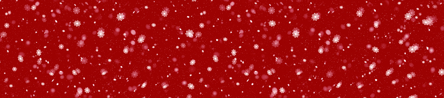 Abstract red Christmas banner background with falling snowflakes and snowfall