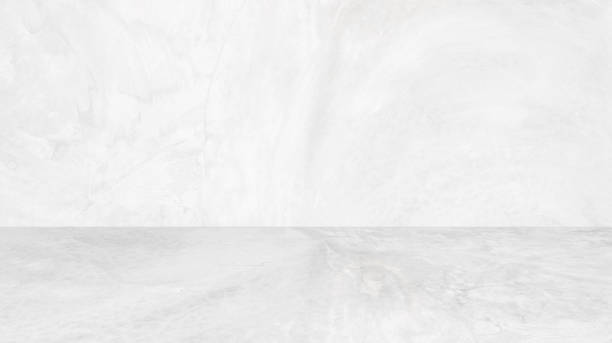 istock Empty white concrete room and floor background, Perspective grey gradient concrete room for interior background, backdrop,  Gray grunge cement room with space for product display mockup, template 1351772281
